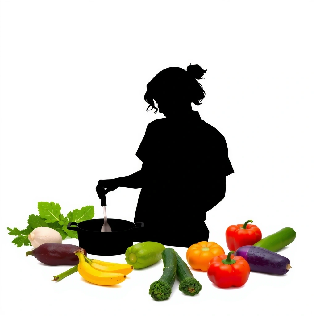 Sylwetka osoby gotującej, symbolizująca specjalistę od przepisów kulinarnych