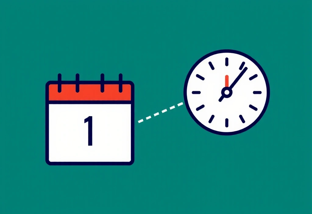 Ilustracja przedstawiająca kalendarz lub zegar, symbolizujący okres przechowywania danych osobowych.