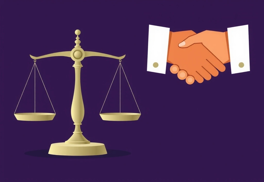 Ilustracja przedstawiająca symbol sprawiedliwości i porozumienia