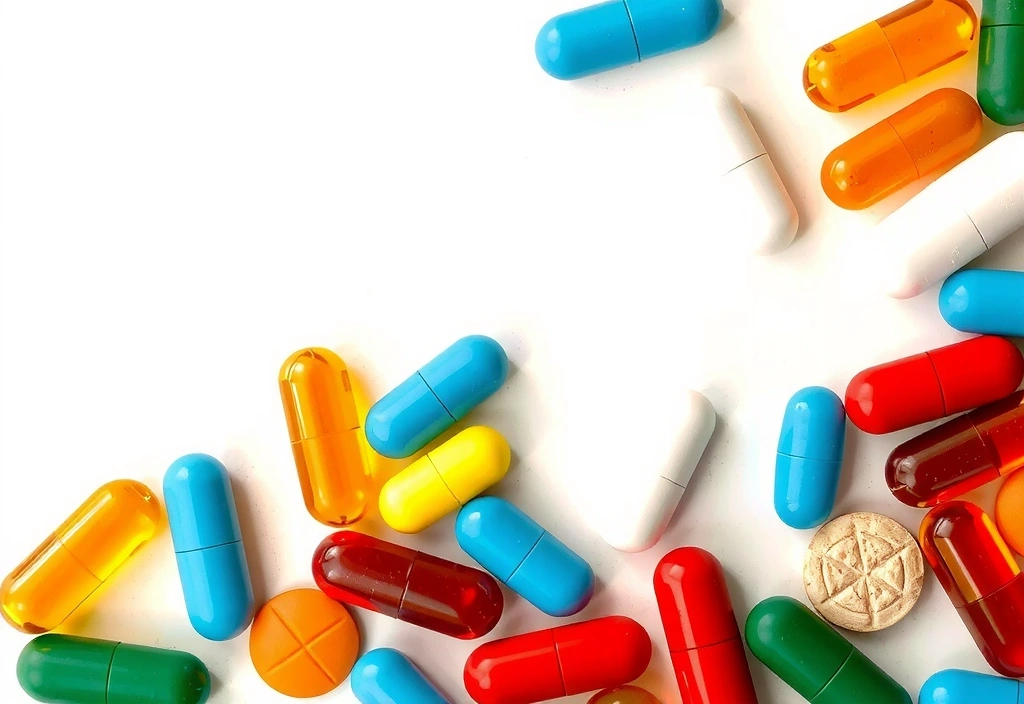 Różnorodne witaminy i minerały w kolorowych pigułkach